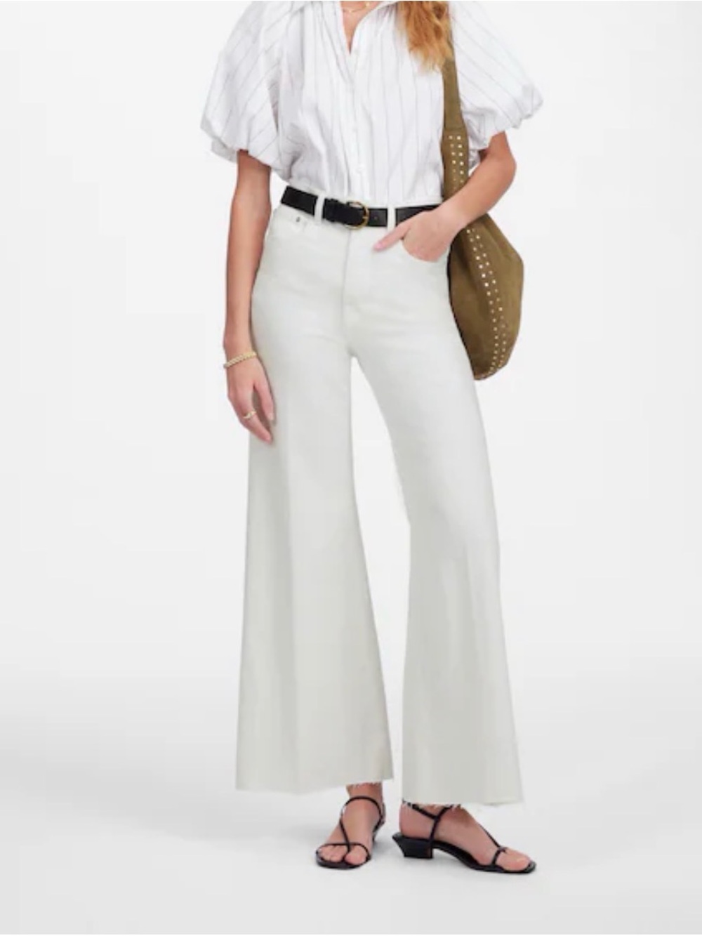Madewell Flared Wide Leg Crop Jean Super Stretch Sz 27 Pure White NEW NU005 $138